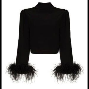 Rixo London Silk button blouse with feather sleeves size M